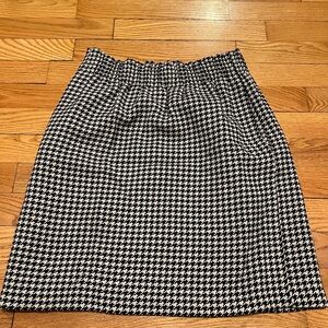 JCrew Classic Black and White Houndstooth Skirt paper bag waist